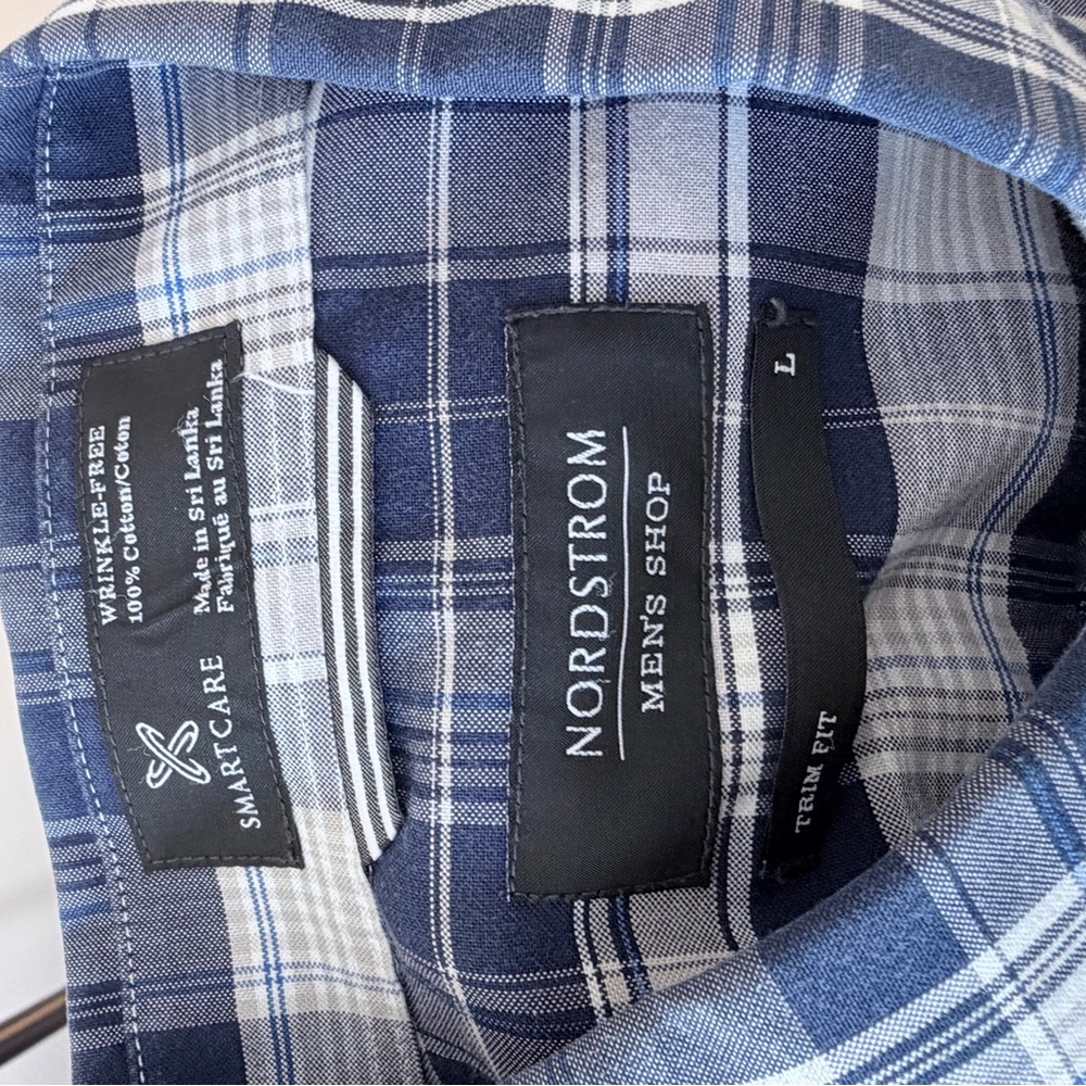 Nordstrom Navy And White Checkered Shirt View 3